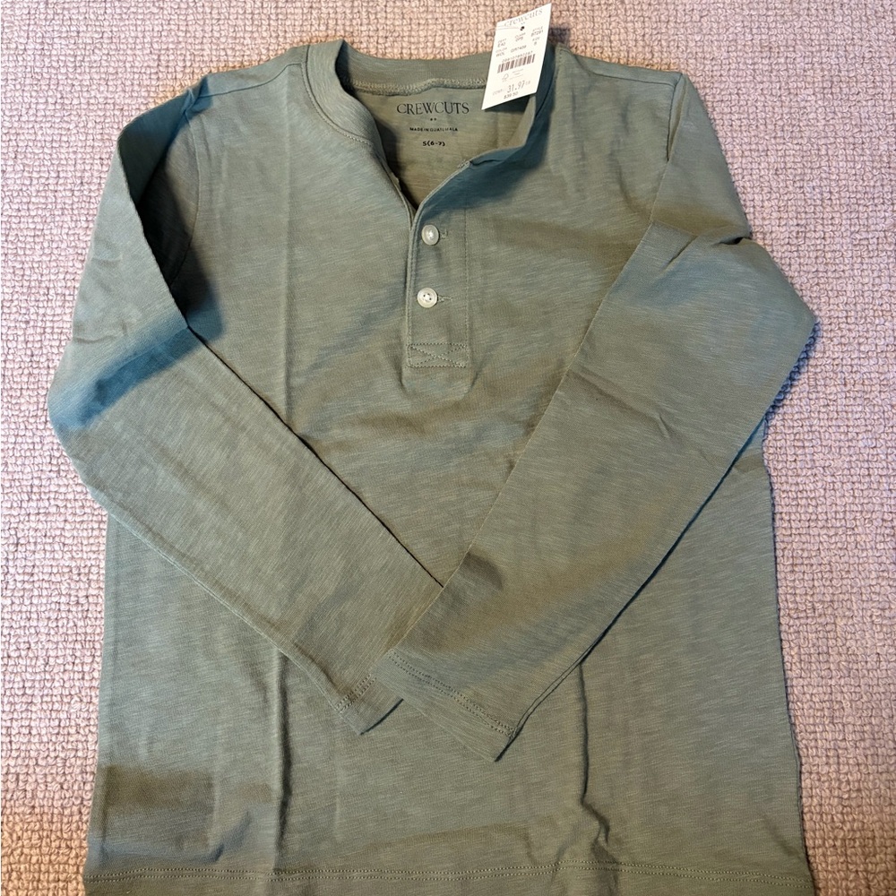 Bundle of Crewcuts Kids' Long Sleeve Tees - Green, Blue, and White (Size 6-7) - Picture 2 of 7